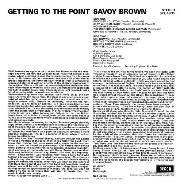 Savoy Brown – Getting To The Point - VINYL LP - ORIGINAL STEREO - UNBOXED DECCA